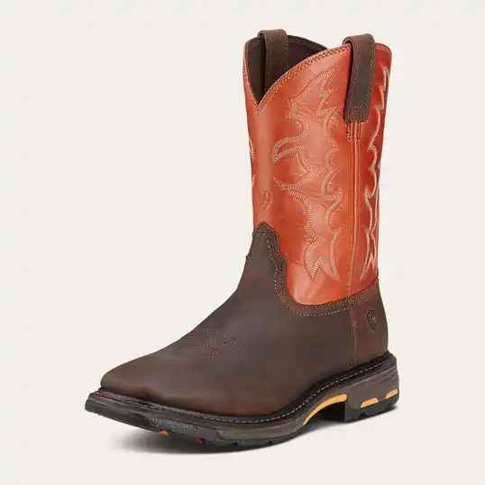 Cover image of BRN/ORNG Ariat Workhog Wide Square Toe Men's