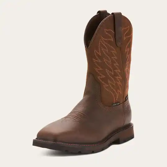 Cover image of DK BRN Ariat Groundbreaker Wide Square Steel Toe Waterproof Men's