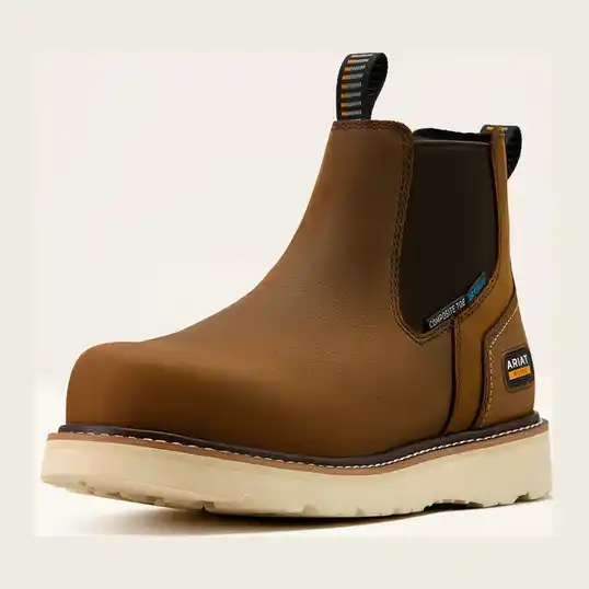 Cover image of DISTRESSED BROWN Ariat Rebar Wedge Chelsea Waterproof Comp Toe Men's