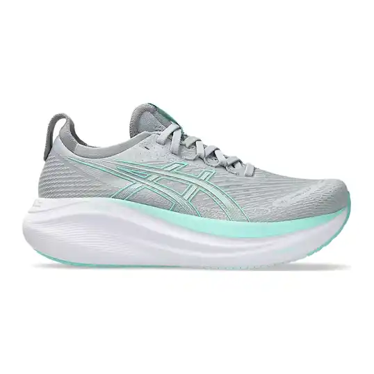 Cover image of PIEDMONT GREY/ILLUMINATE MINT Asics Gel-Nimbus 27 Women's