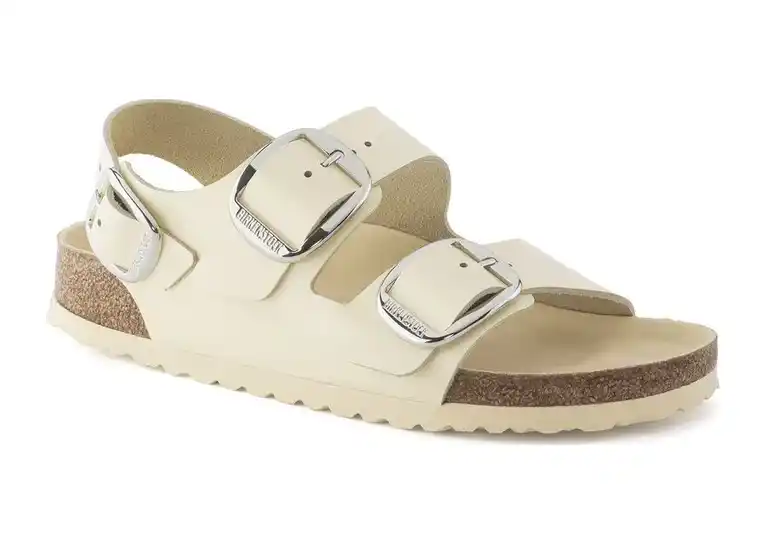 Image 1 of Birkenstock Milano Big Buckle Natural Leather Patent Narrow Women's