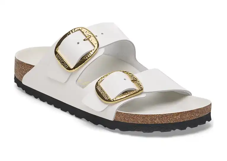 Image 1 of Birkenstock Arizona Hammered Big Buckle Natural Leather Patent Narrow Women's