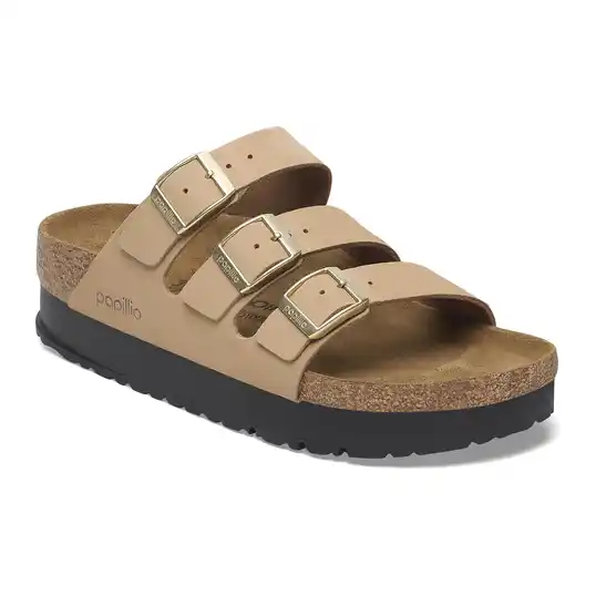 Cover image of SANDCASTLE Birkenstock Florida Flex Platform Nubuck Narrow Women's