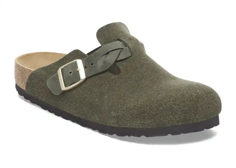 Image 1 of Birkenstock Boston Braided Oiled Suede/Natural Leather Narrow Women's