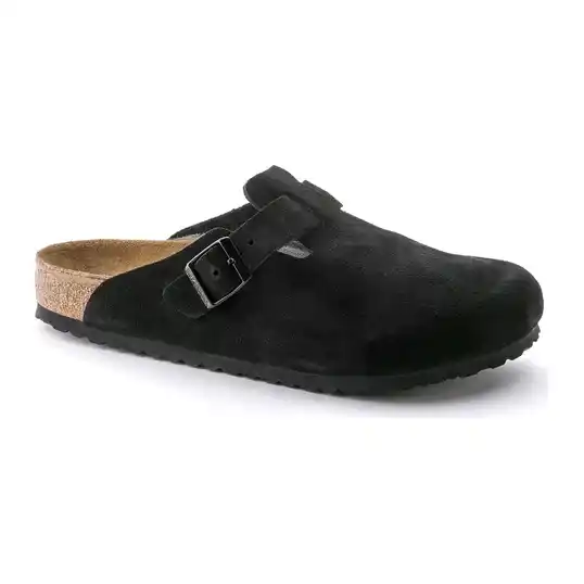 Cover image of Black Birkenstock Boston Soft Footbed Suede Regular Unisex