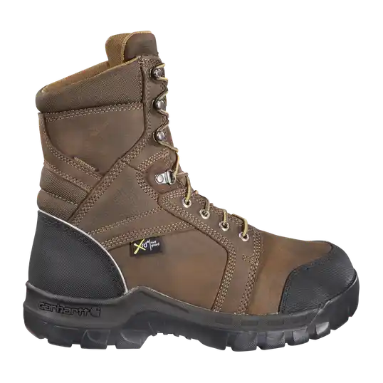 Cover image of Brown Carhartt Rugged Flex 8" Waterproof Met Guard Composite Toe Work Boot Men's