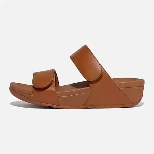 Cover image of LIGHT TAN Fitflops Lulu Adjustable Leather Slides Sandals Women's