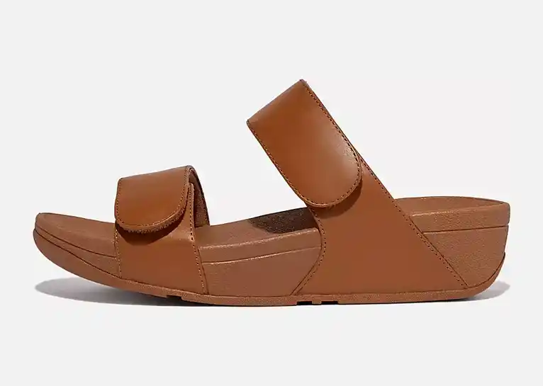 Image 1 of Fitflops Lulu Adjustable Leather Slides Sandals Women's